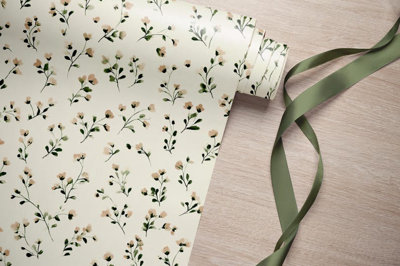 Minimalist vintage floral mural for farmhouse kitchen