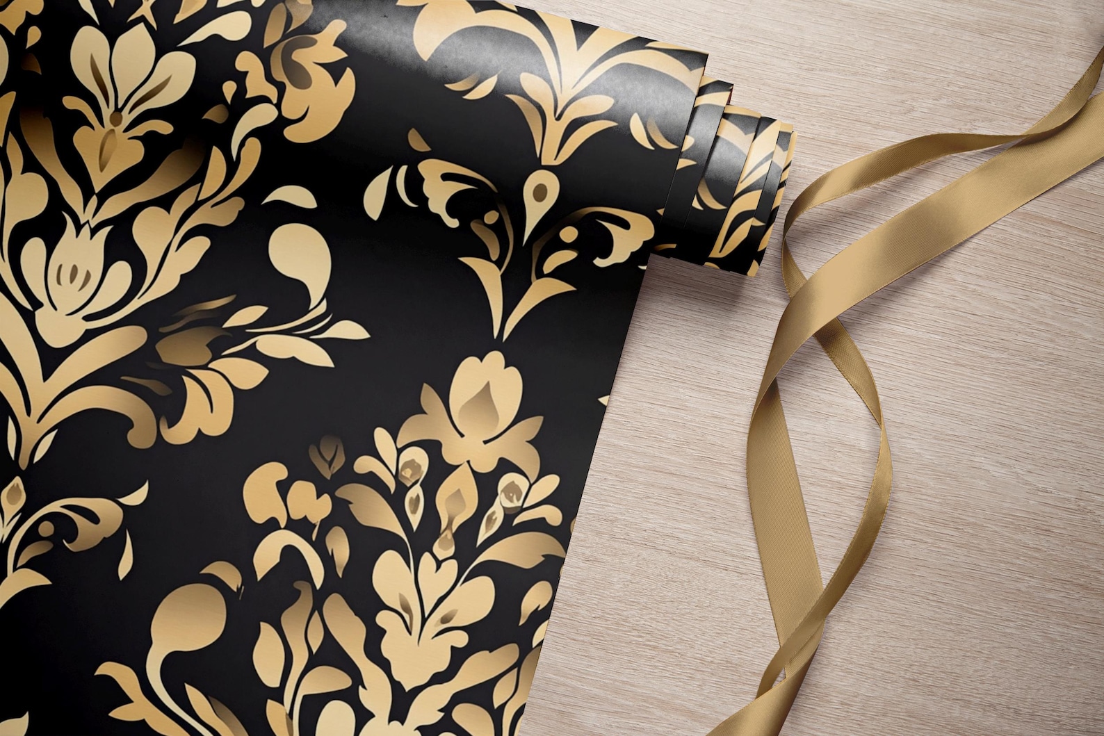 Papel tapiz vintage negro, estilo damasco clásico, autoadhesivo ...