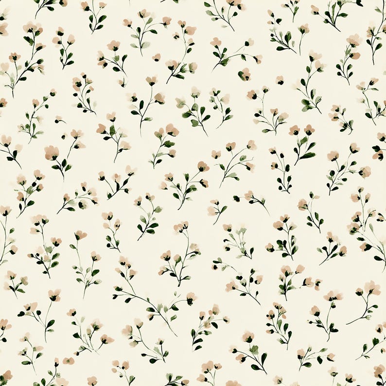 Neutral Scandi botanical removable wall mural for nursery