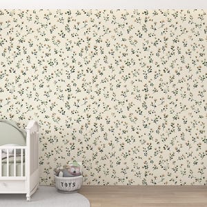 Renter-friendly cottagecore accent wall with ditsy flowers