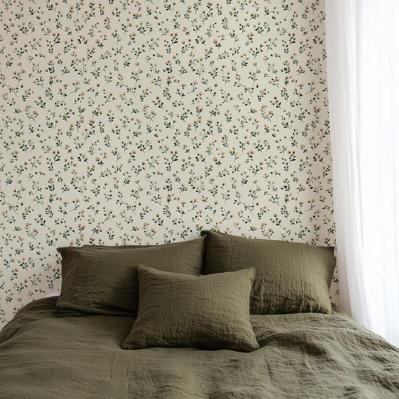 Eco-friendly PVC-free ditsy flower pattern wall decor
