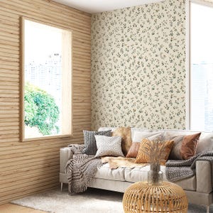Dainty floral pattern removable wallpaper for cozy interiors