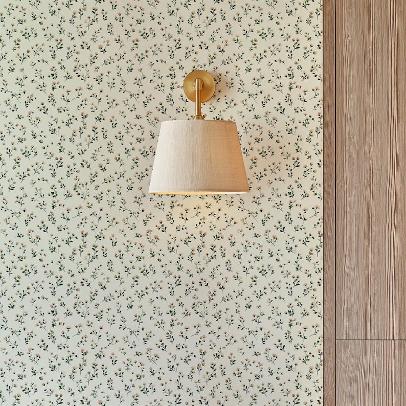 Cottagecore floral ditsy micro-print peel and stick wallpaper