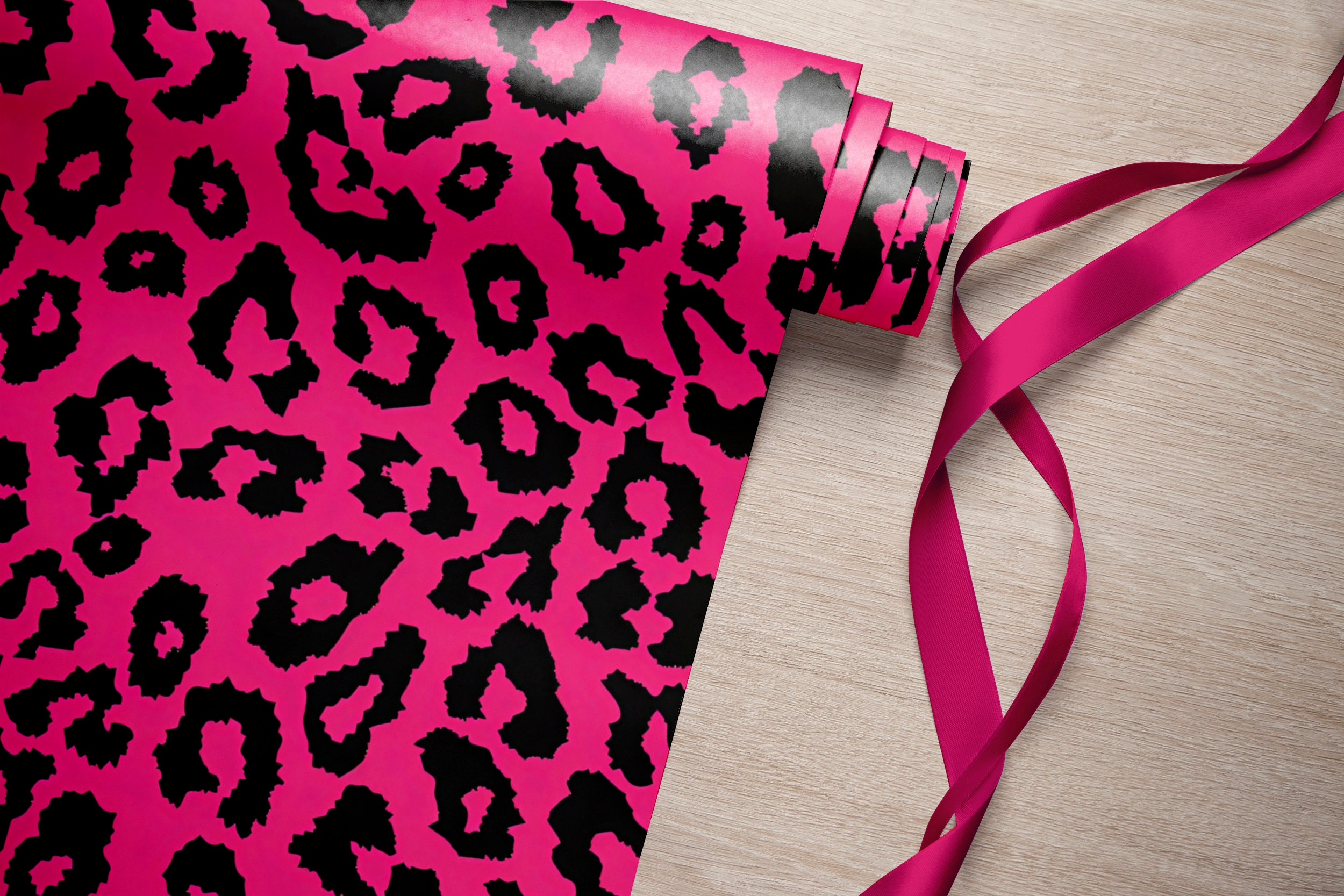 Vibrant Leopard Print Wallpaper, Hot Pink Wall Design, Trendy Accent ...