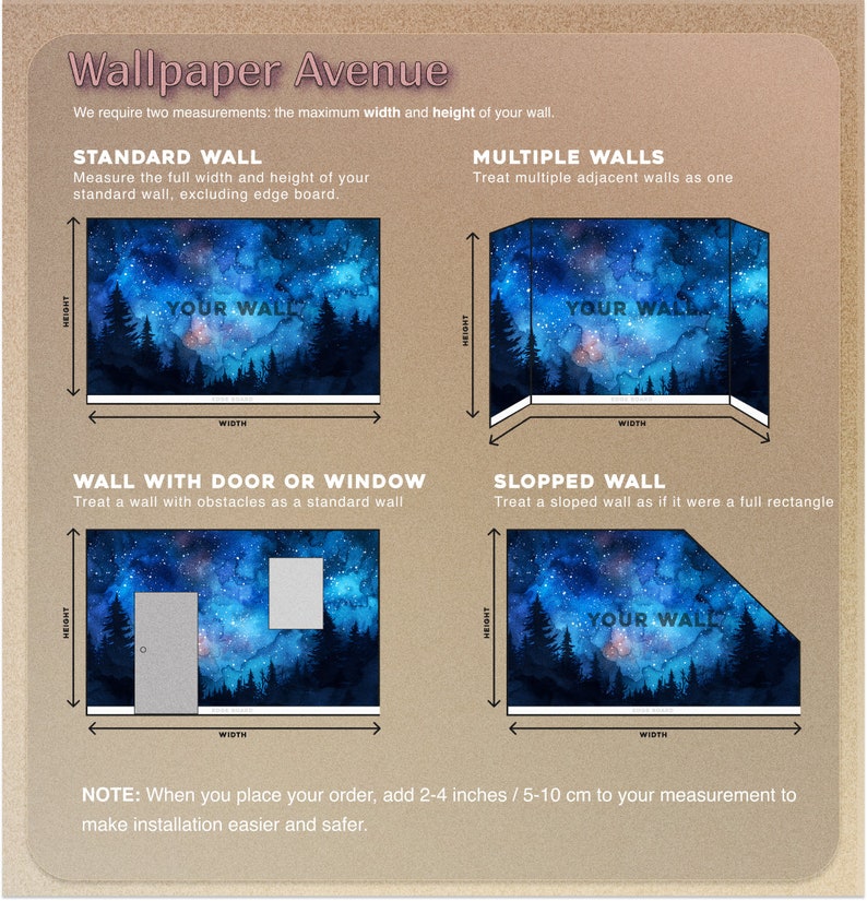 Starry Night Wall Mural, Peel and Stick Sky and Stars Wallpaper, Stars ...