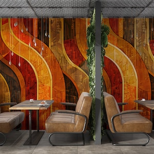 Retro orange brown mural
