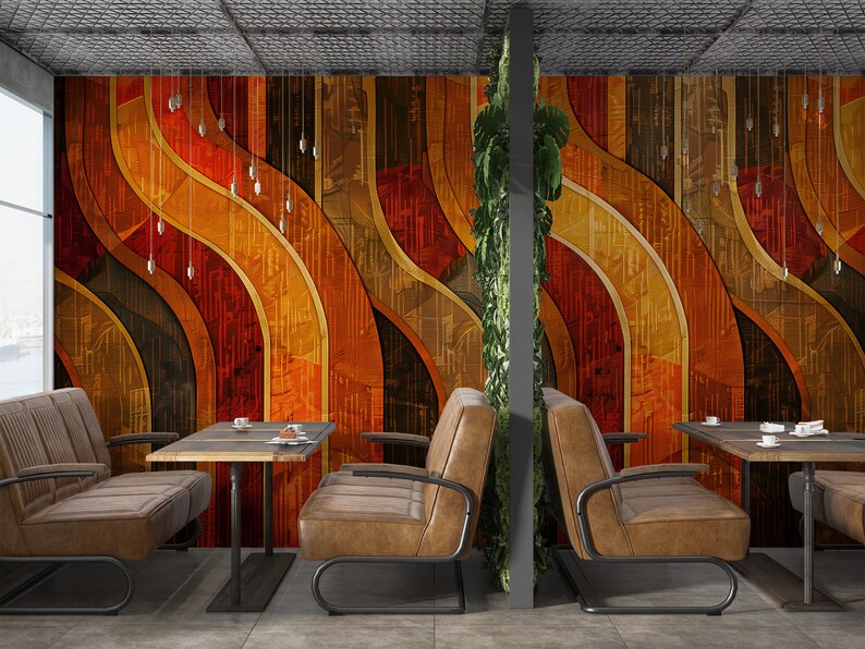 Retro orange brown mural