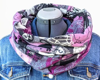 Spellbound Witchy Icons Hidden Pocket Flannel Infinity Scarf
