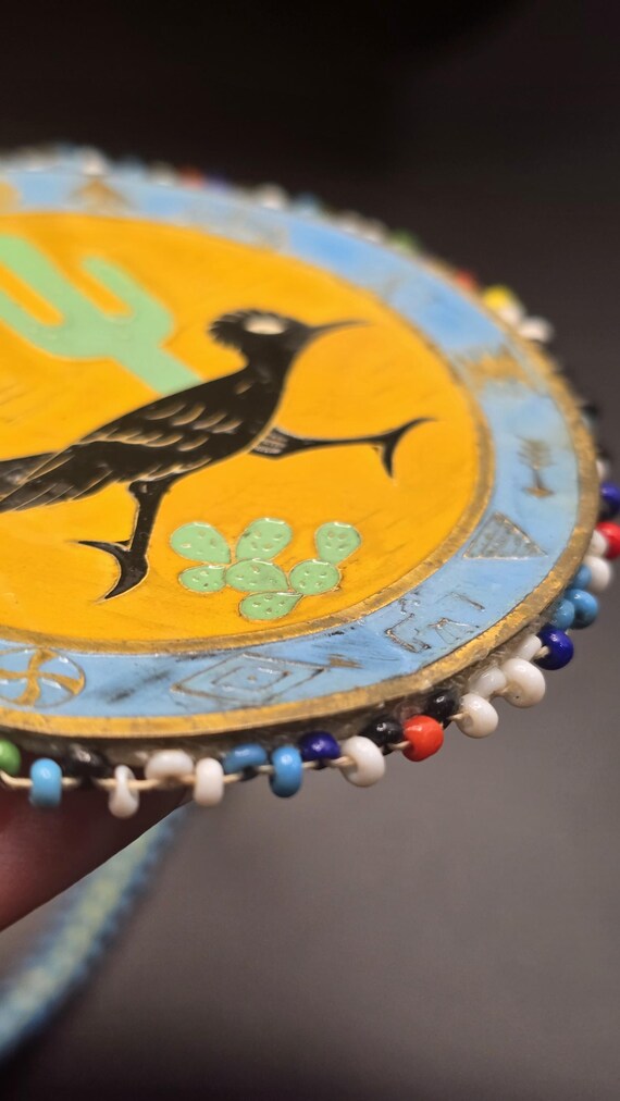 Vintage Native American Style Enamel Roadrunner M… - image 2