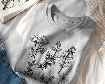 Botanical Print T-Shirt, Cottagecore Wildflower Graphic Tee