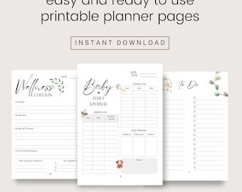 Digital Pregnancy Planner: New Mom Baby Journal (Fillable PDF)