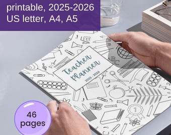 Digitaler Lehrerplaner 2025-2026: Minimalistisches PDF zum Selberdrucken (46 Seiten)