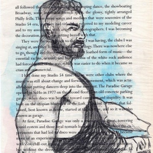 Original Gay Art – Bearded Muscle Man in the Sun – Pencil & Watercolor on Vintage Page