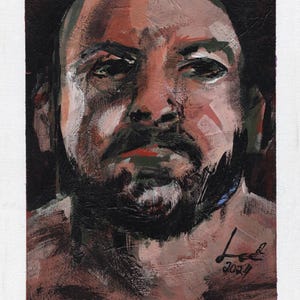 ORIGINAL PORTRAIT: Bearded Man - LGBTQ Wall Art, Gay Interest, Abstract Art, Male Face, Contemporary Wall Decor, Acrylic Painting