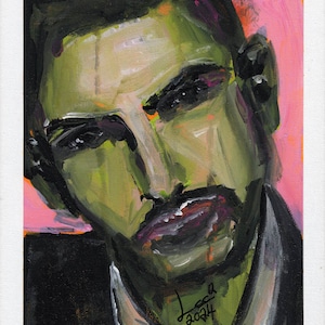 ORIGINAL PORTRAIT: Handsome Man - LGBTQ Art, Gay Interest, Masculine Beauty, Male Face, Contemporary Wall Decor, Colorful Acrylic Painting