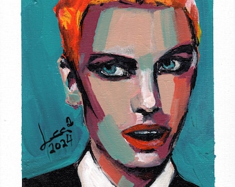 ANNIE LENNOX 80-tals sångerskaporträtt - Original akrylkonstverk, musikfangåva, kändiskonst, ikonisk popstjärnemålning, Eurythmics väggkonst
