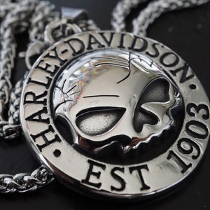 Biker Harley Davidson Skull Kette Anhänger Pendant NEU Edelstahl Schmuck Jewelry Silbern
