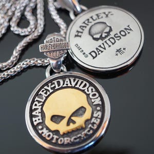 Biker Harley Davidson Skull Kette Anhänger Pendant NEU Edelstahl Schmuck Jewelry Silbern Gold