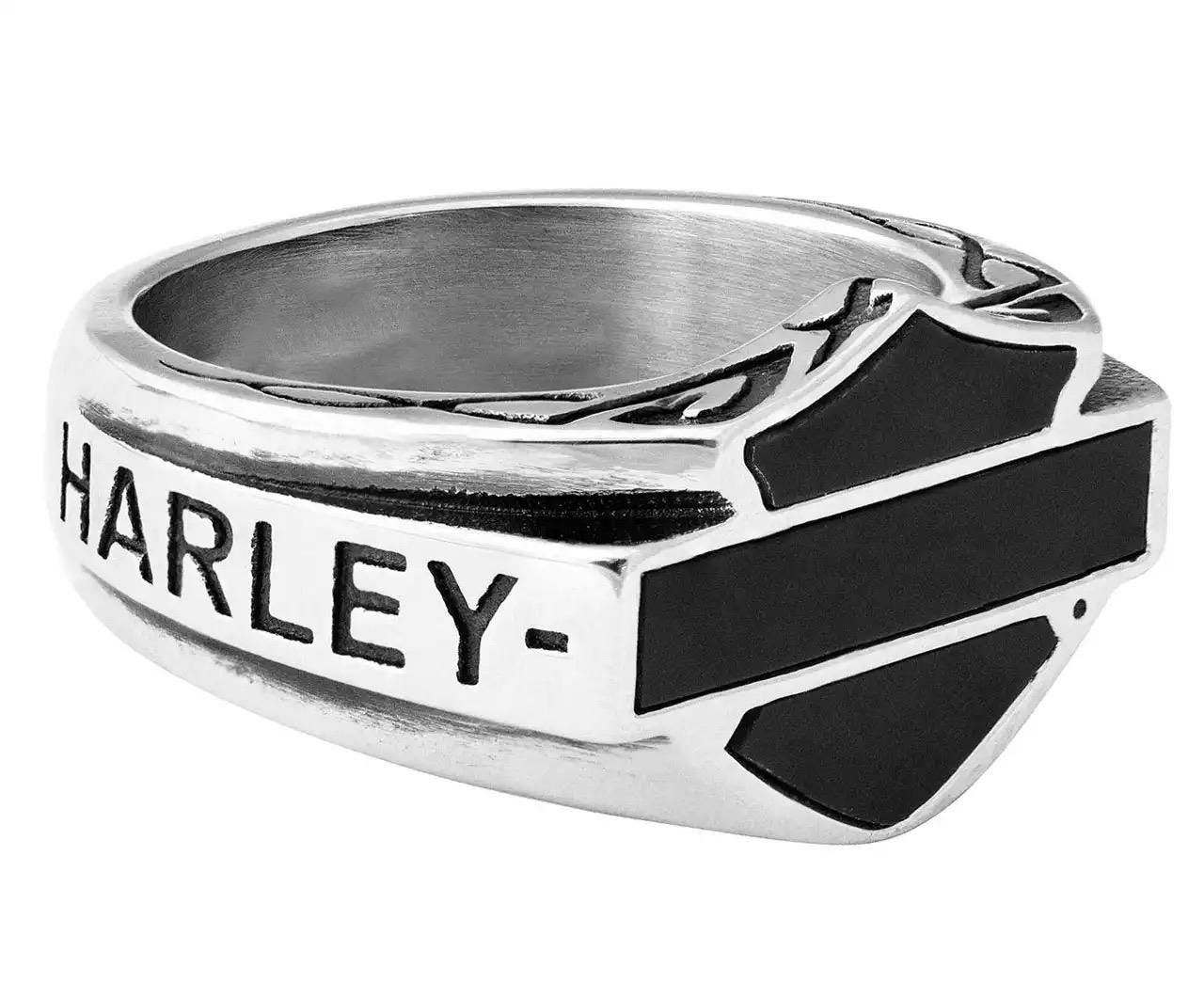 Harley Davidson Men's Vintage Bar & Shield Signet リング Harley-Davidson Men's Vintage Bar & Shield Signet Ring