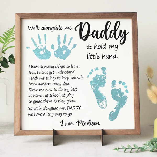 Personalized DIY Fathers Day Gift, Fathers Day Handprint Wooden Sign, Fathers Day Gift, Best Dad Ever Hands Down, DIY Handprint Wooden Sign