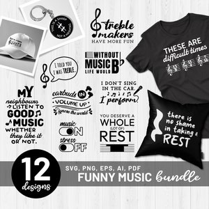 Grappige muziekbundel Svg Png Pdf, muzikale bundel Svg, muzikant humor, muziekfan Svg, muziekliefhebber, sublimatie, Cricut, silhouet, bestand knippen,
