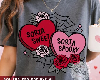 Sorta Sweet Sorta Spooky Svg Png, Funny Gothic Valentines Day Svg, Fun Gothic Lover Giftful Png, Spooky Lovers Shirt Svg, Giftful Cricut Svg