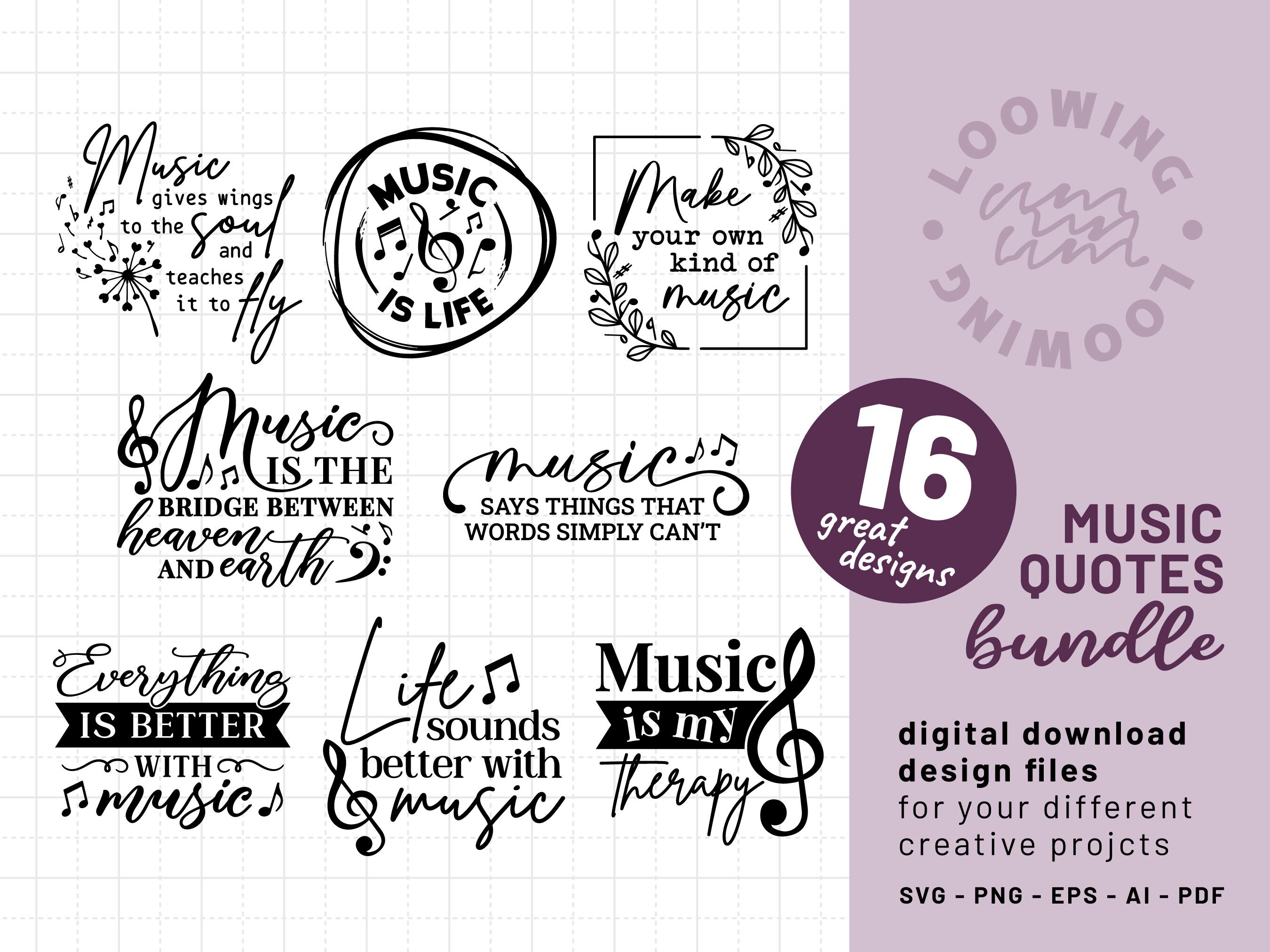Music Quotes Bundle Svg Png Pdf, Musical Bundle Svg, Musician Gift ...