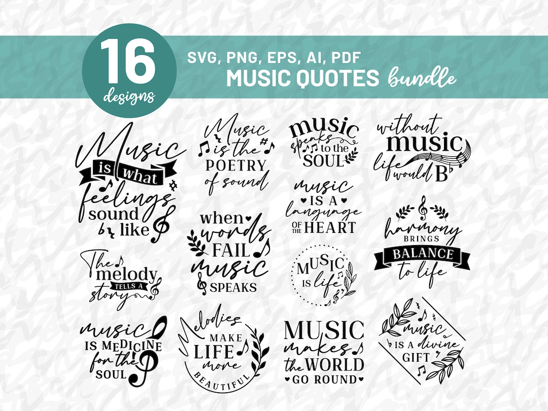 Music Quotes Bundle Svg Png Pdf, Musical Bundle Svg, Musician Gift ...