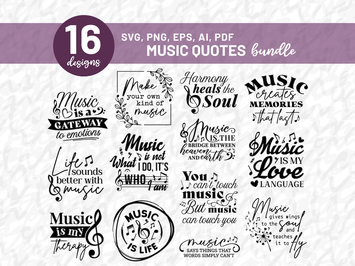 Music Quotes Bundle Svg Png Pdf, Musical Bundle Svg, Musician Gift ...