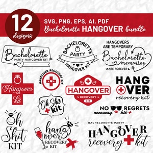 Bachelorette Hangover Genesung Kit Bundle SVG PNG, lustige Hangover, Hochzeit Clipart, Oh Shit Kit svg Pdf, Cricut Clipart, Cut File svg