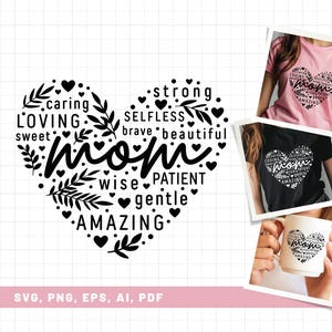 Cuore di mamme carine Svg, Cuore di mamma dotato Svg, Regalo di mamma pieno di cuore Svg, Maglietta a forma di cuore della mamma Svg, Cuore di mamma Svg, Festa della mamma Svg, Cuore di mamma Svg