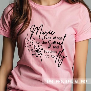 Music Gives Wings To The Soul Svg Png Pdf, Musician Shirt, Musician Gift, Music Fan Svg, Music Quote File, Music Lover, Cricut, Silhouette