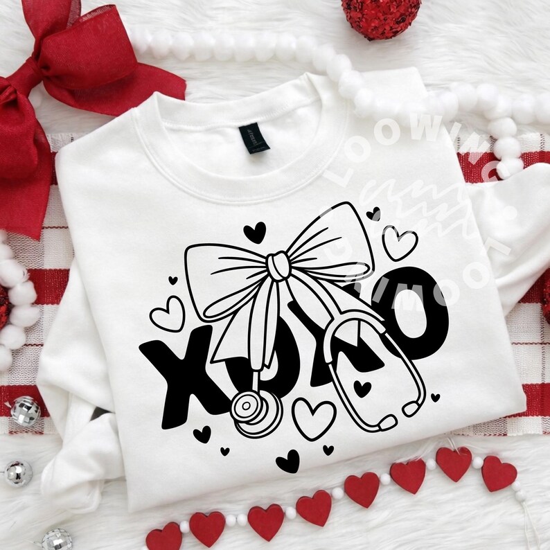 Valentine's Day Nurse Stethoscope Bow Svg Png, Cupid's Favourite Nurse ...