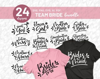 Team bruid bundel Svg, vrijgezellenbundel SVG, bruids partij Shirts Svg, bruid partij Svg, Cricut, silhouet, vrijgezellen digitale snijbestand