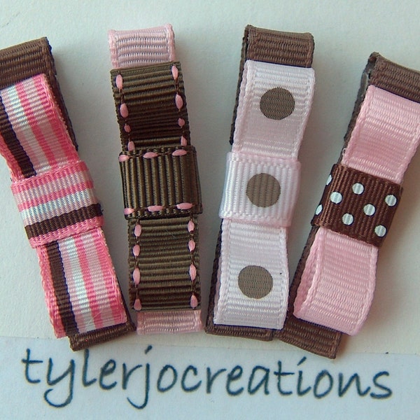Set of 4 Pink and Brown Clippies