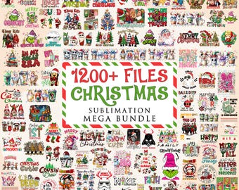 1200+ Christmas Bundle Sublimation, XMAS PNG, Christmas T-shirt Designs, Tumblers, Transparent PNG, Sublimation Designs, Digital Download