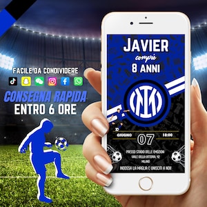 Invito digitale calcio, modello calcio digitale, invito compleanno calcio, invito compleanno bambino o bambina, invito tema calcio italiano