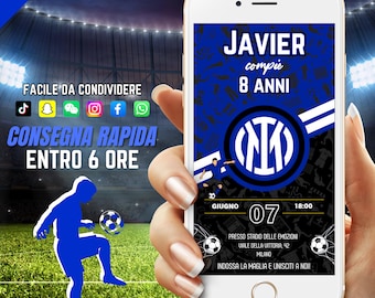 Digital Invitation Soccer, Digital Soccer Template, Soccer Birthday Invitation, Boy or Girl Birthday Invitation, Theme Soccer Invite Italian
