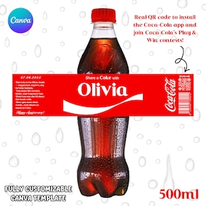 Personalized Bottle Label Sticker, Custom Name Bottle, Custom Party Favor, Birthday, Weddings Christmas, Funny Gifts, Canva Template - 500ml