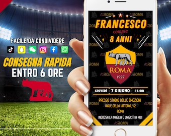 Soccer Digital Invitation, Digital Soccer Template, Soccer Team Invitation, Boy or Girl Birthday Invitation, Soccer Theme Invite Italian