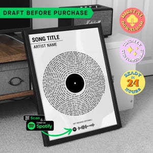 Custom Song Lyrics Print, Personalised Music Gift, Customizable Vinyl Lyric, Favorite Song Gifts, Gift Idea, Music Poster Digital Download
