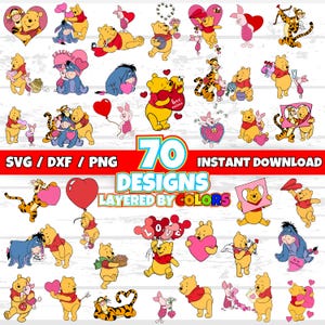 Pacchetto SVG di San Valentino con cartoni animati, clipart di cartoni animati, SVG, PNG, DXF, file di taglio di San Valentino per Cricut/Silhouette, download immediato