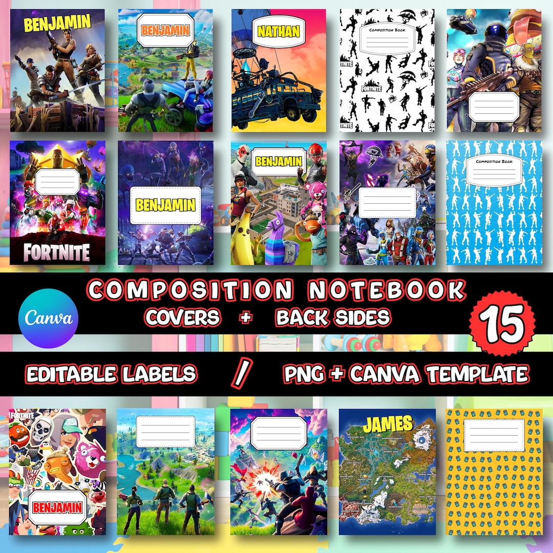 15 Videogame Composition Notebook Covers Bundle, Printable Back to ...
