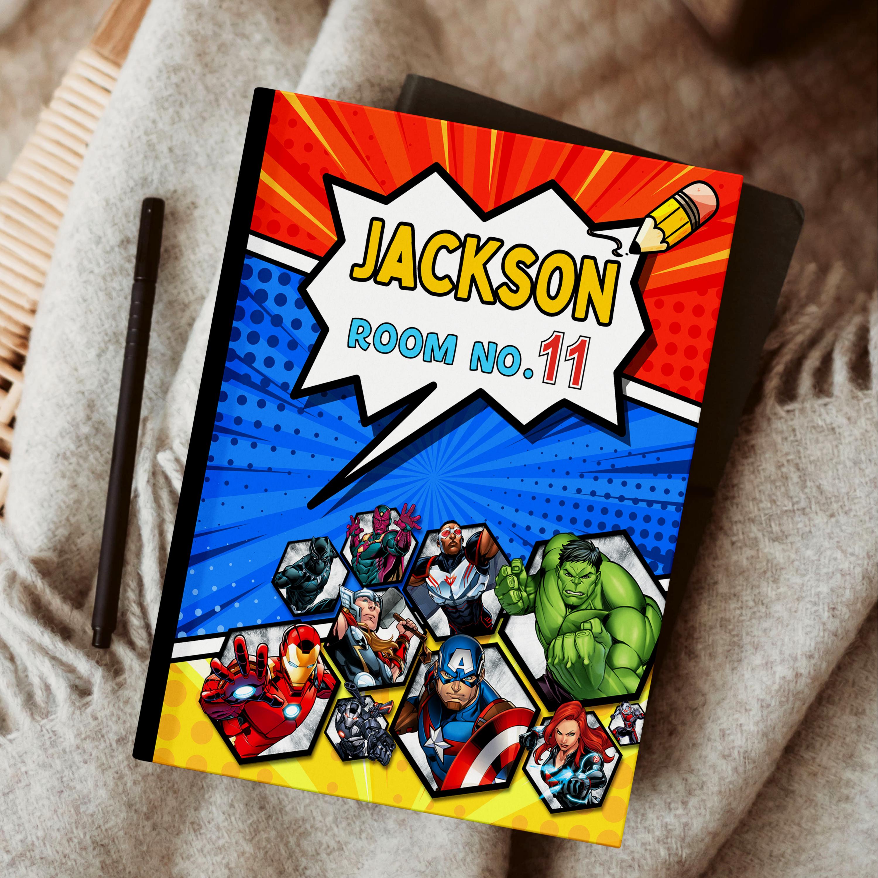 Superhero Math Notebook Cover Superheroes Composition Notebook Covers, Printable Back to School Canva ...