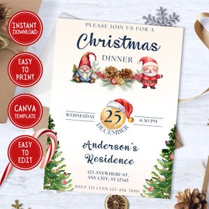 Watercolor Christmas Party Invitation: Editable Canva Template (5x7&quot; Digital Download)