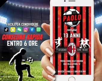 Digital Invitation Soccer, Digital Soccer Template, Soccer Team Invitation, Boy or Girl Birthday Invitation, Theme Soccer Invite Italian