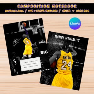 Basketball Composition Notebook Cover: Sports Theme, Printable Back to School, PNG + Canva Template