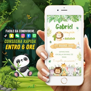 Safari Animals Birthday Invitation: Italian Jungle Theme, Custom Invite, Digital Download
