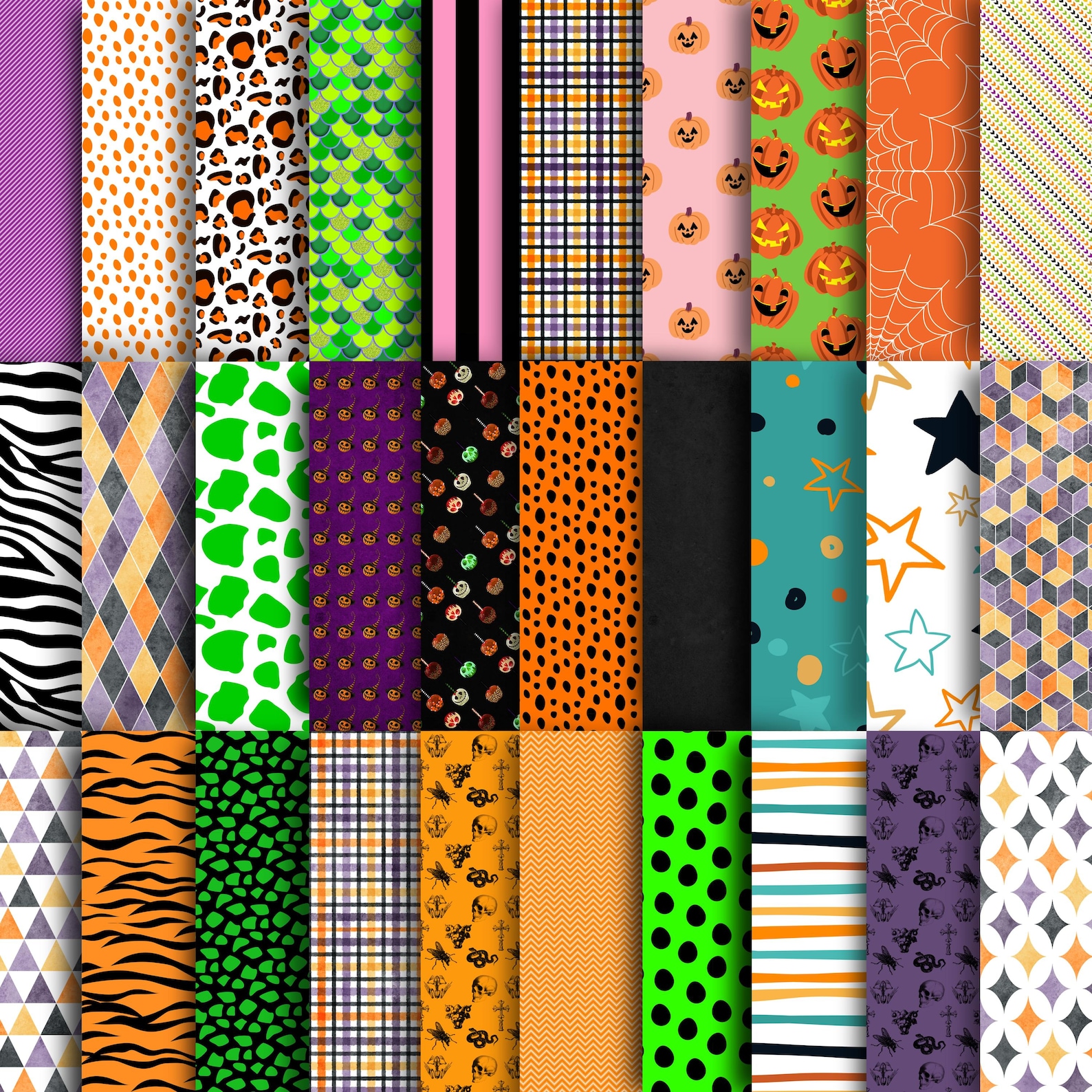 Halloween Digital Papers Bundle, Printable Halloween Scrapbook Papers ...