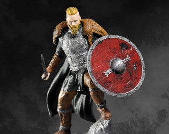 Hand-painted Ragnar Lothbrok Figurine: 3D Printed Viking Decor (18